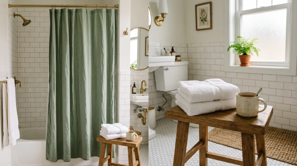 Green Shower Curtain as a Soft Statement