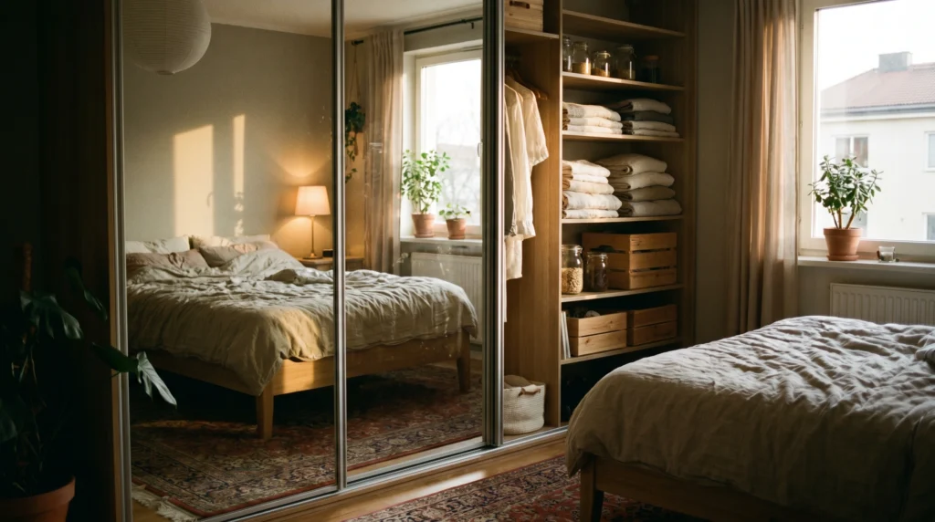 Hidden Storage Behind Mirrors