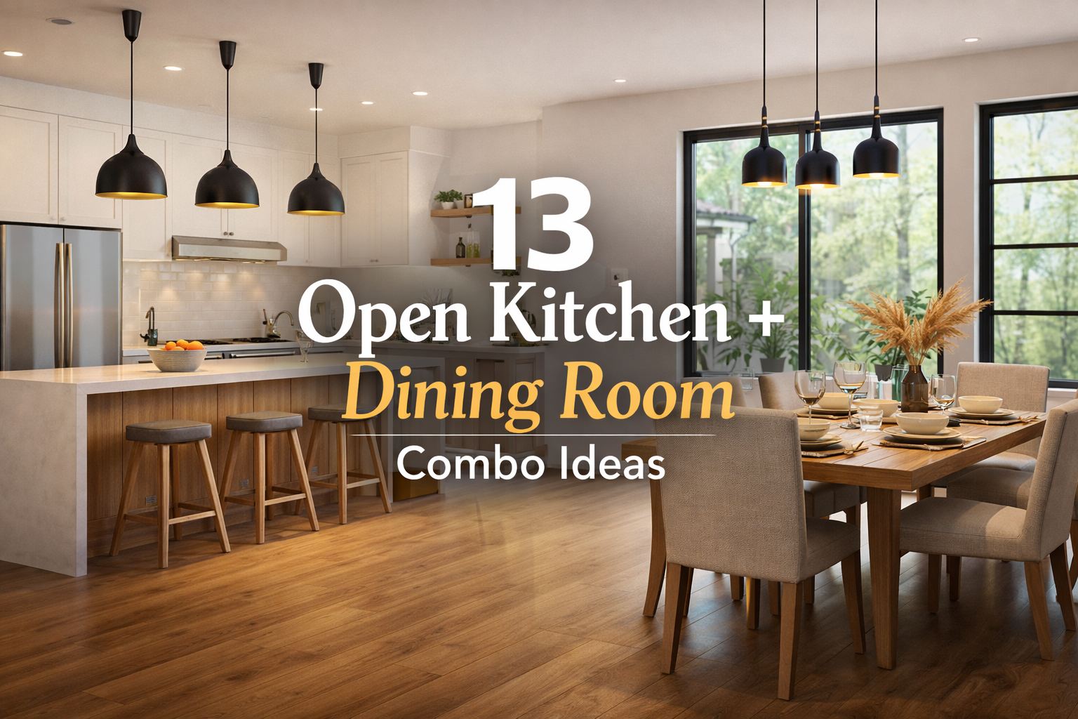 13 Open Kitchen + Dining Room Combo Ideas