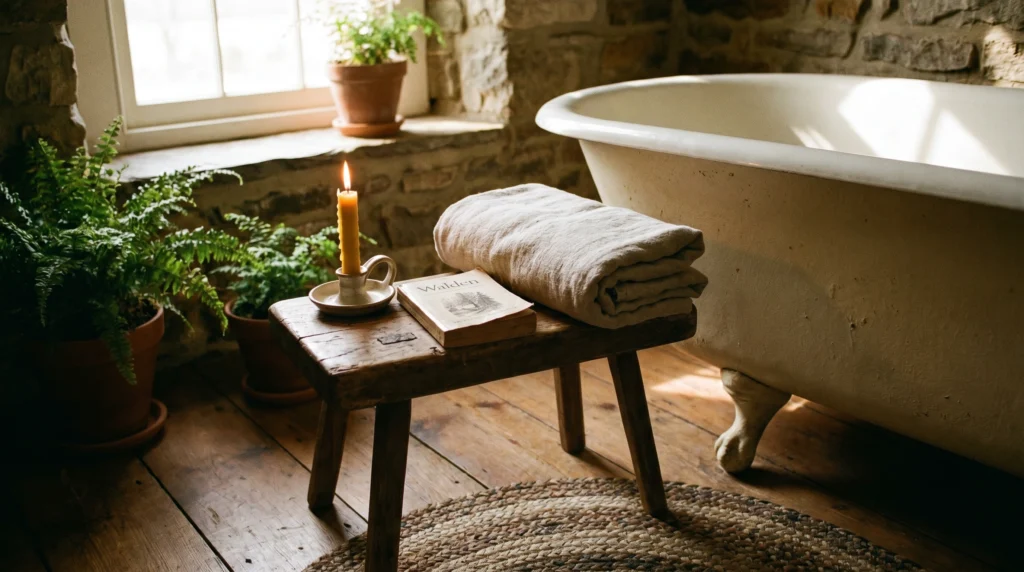 Cozy Corner Styling Near the Tub