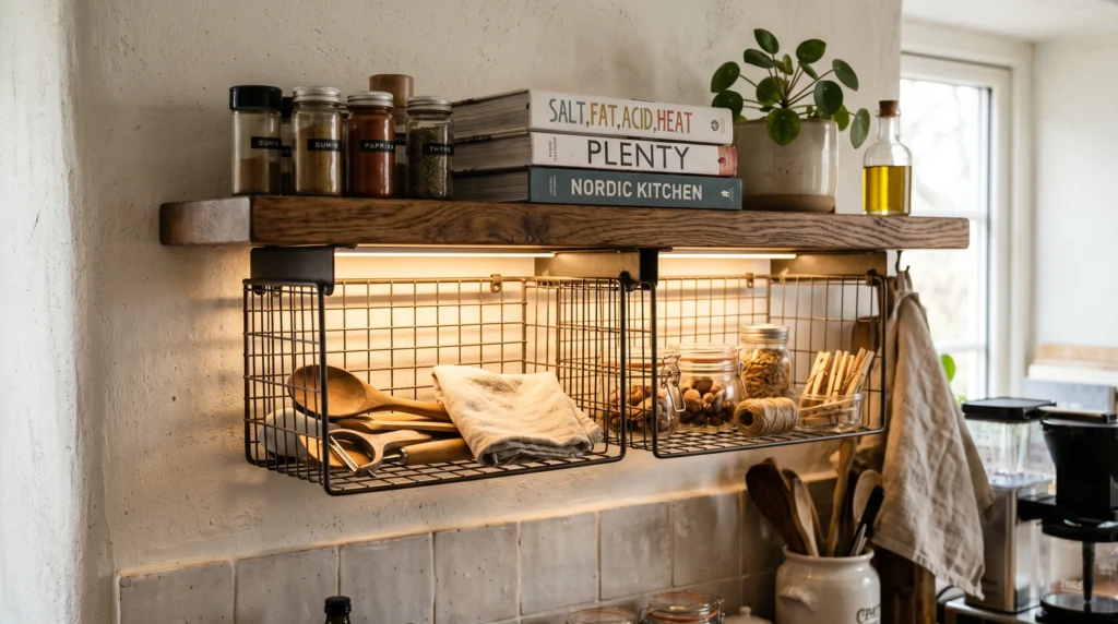 Under-Shelf Storage for Extra Layers