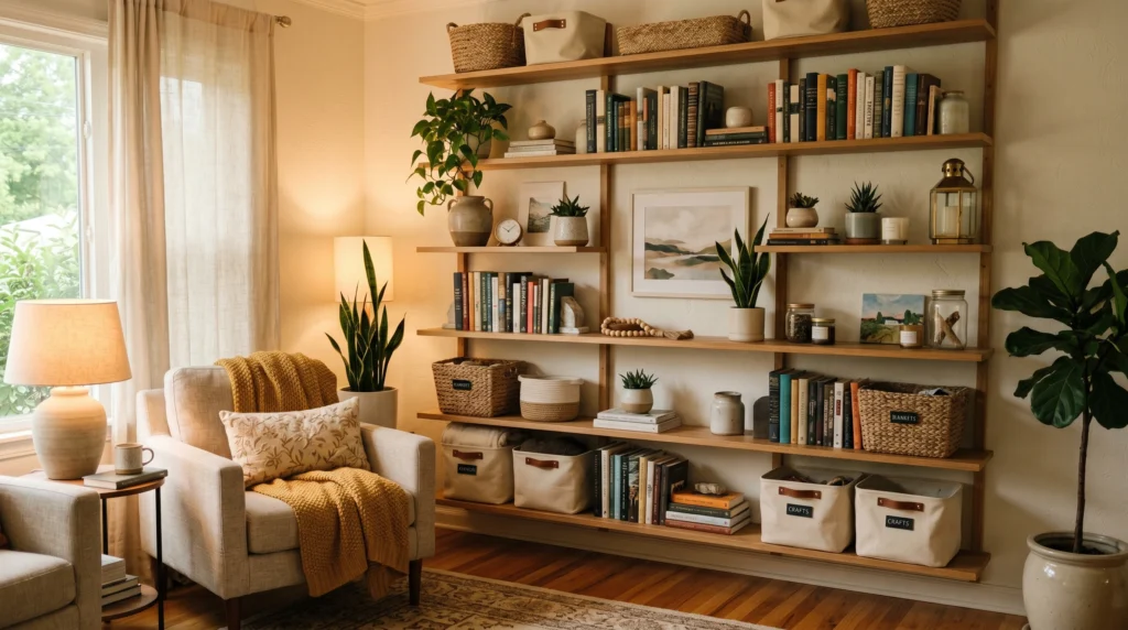 Open Shelving with Balanced Styling