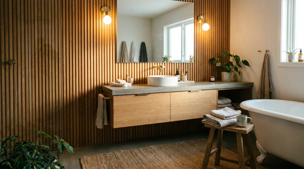 Vertical Wood Slat Accent Wall for Texture