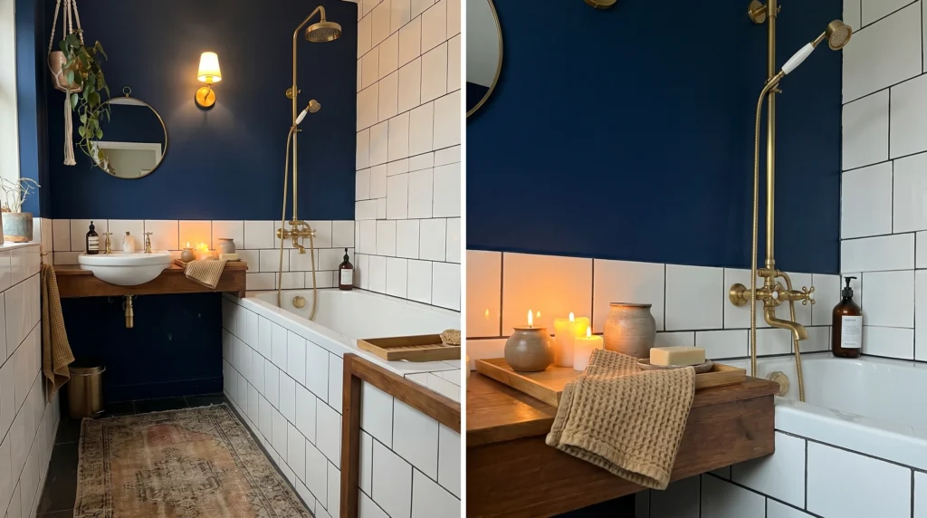 Bold Dark Blue Accent Wall for Depth