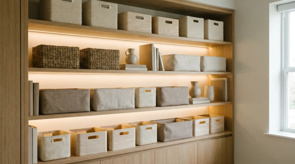 Neutral Storage Bins for Visual Calm