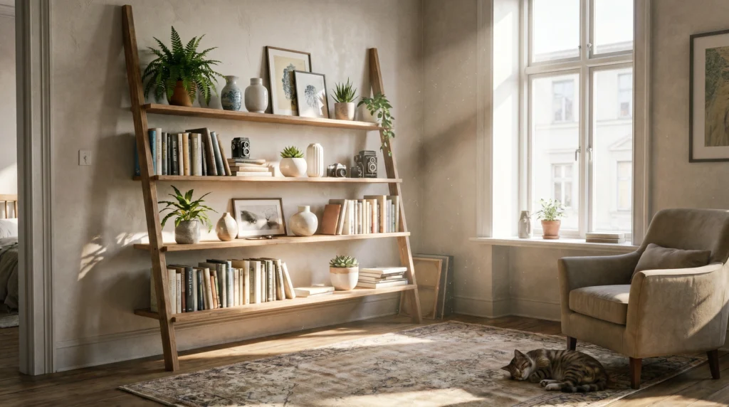 Ladder Shelves for Light Vertical Storage