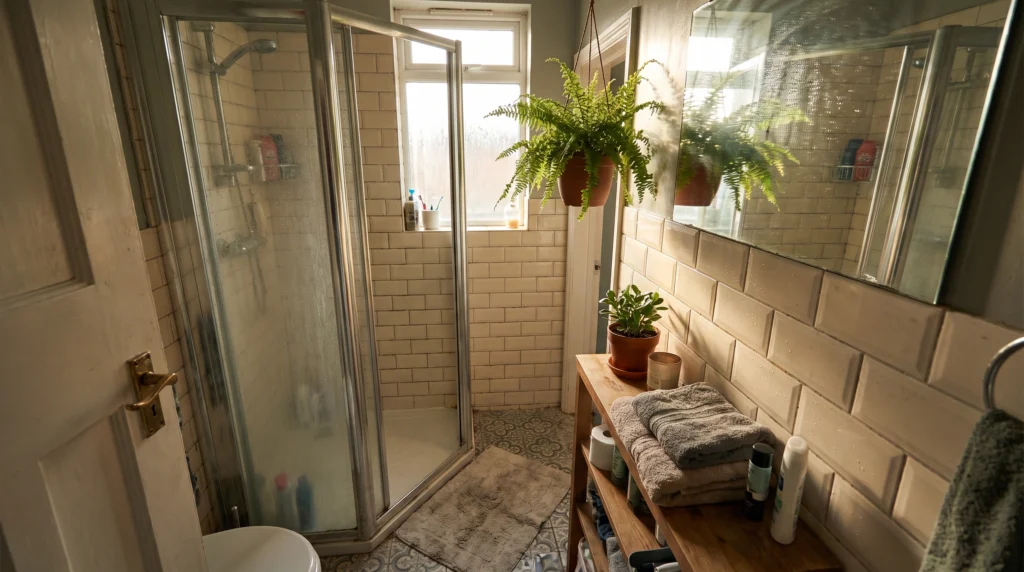 Glass Shower Partition Instead of Curtains