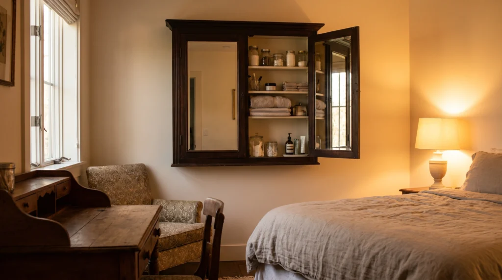 Hidden Storage Behind Mirrors