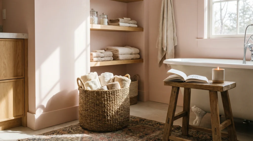 Blush and Wood Combination