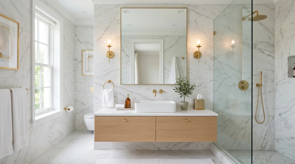 Marble-Look Tiles for Elegant Simplicity