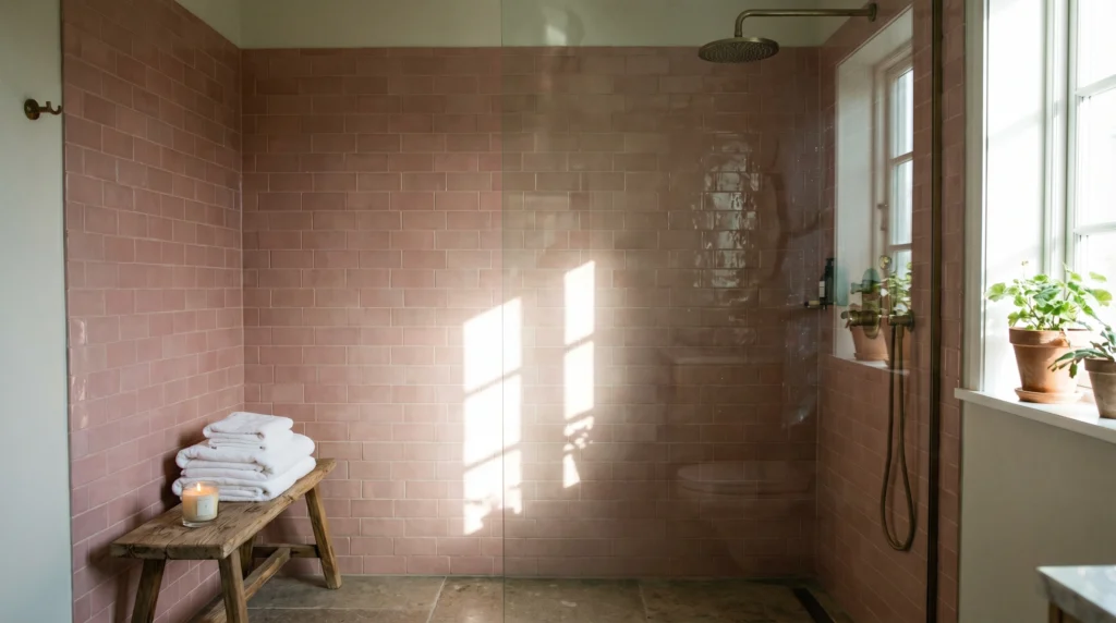 Muted Pink Shower Tiles