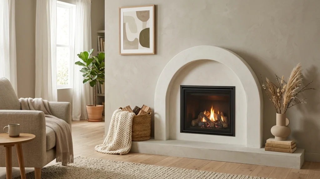 Fireplace with Arched Design Detail