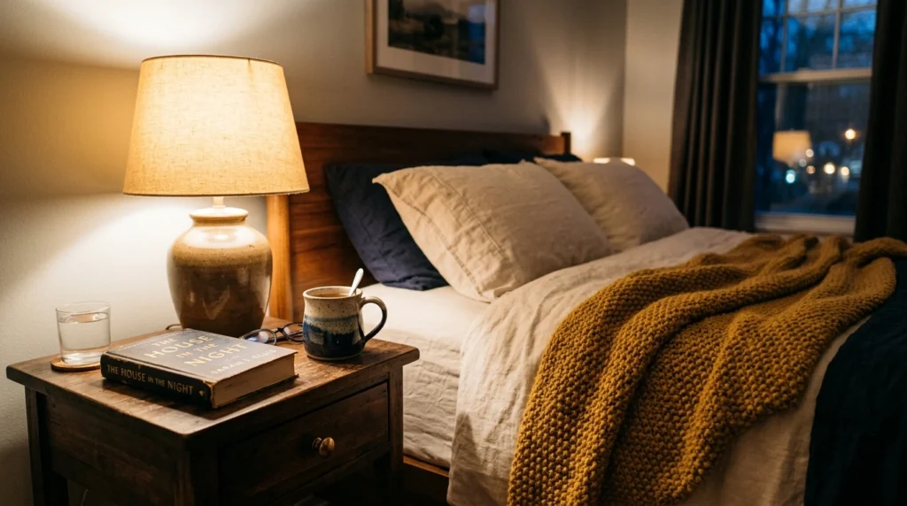 Decluttered Nightstand Styling