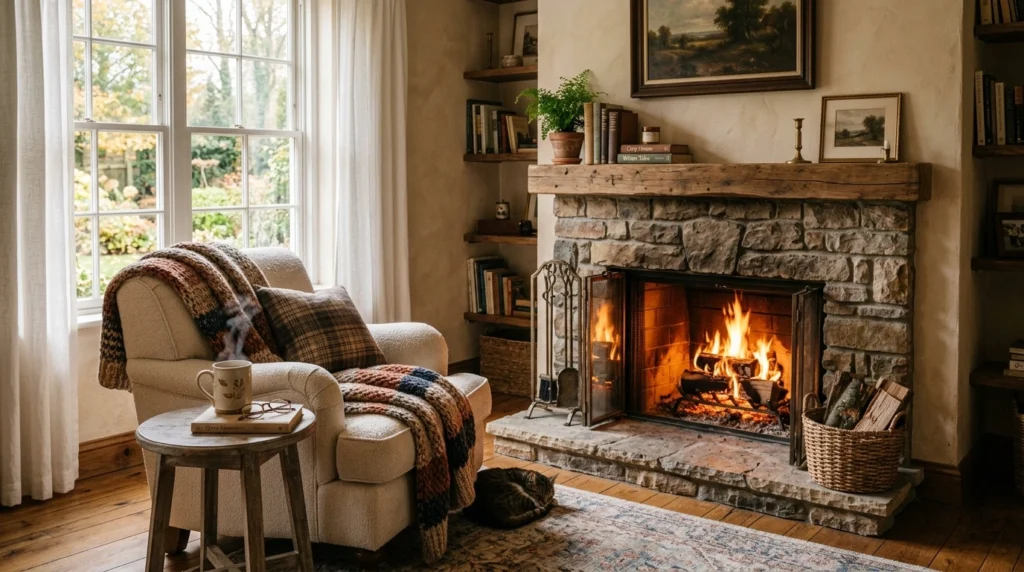 Cozy Corner Fireplace Setup