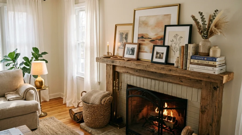 Layered Mantel Decor for Instant Warmth