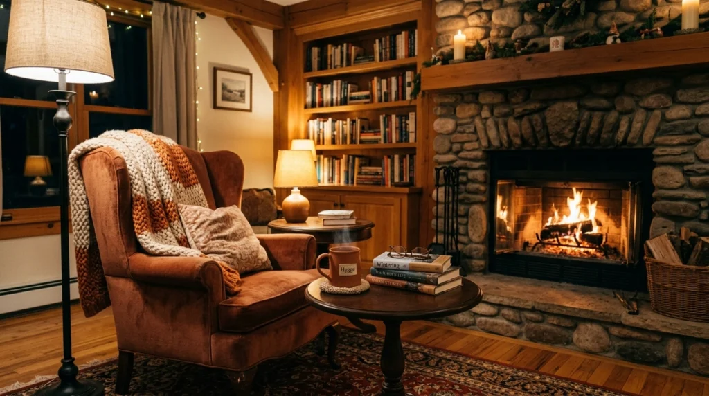 Fireplace with Cozy Reading Nook