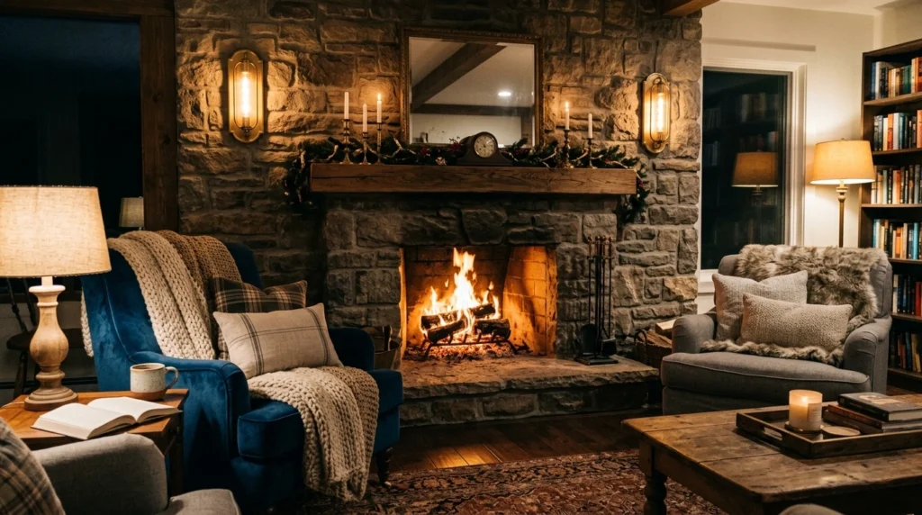 Fireplace with Soft Ambient Lighting