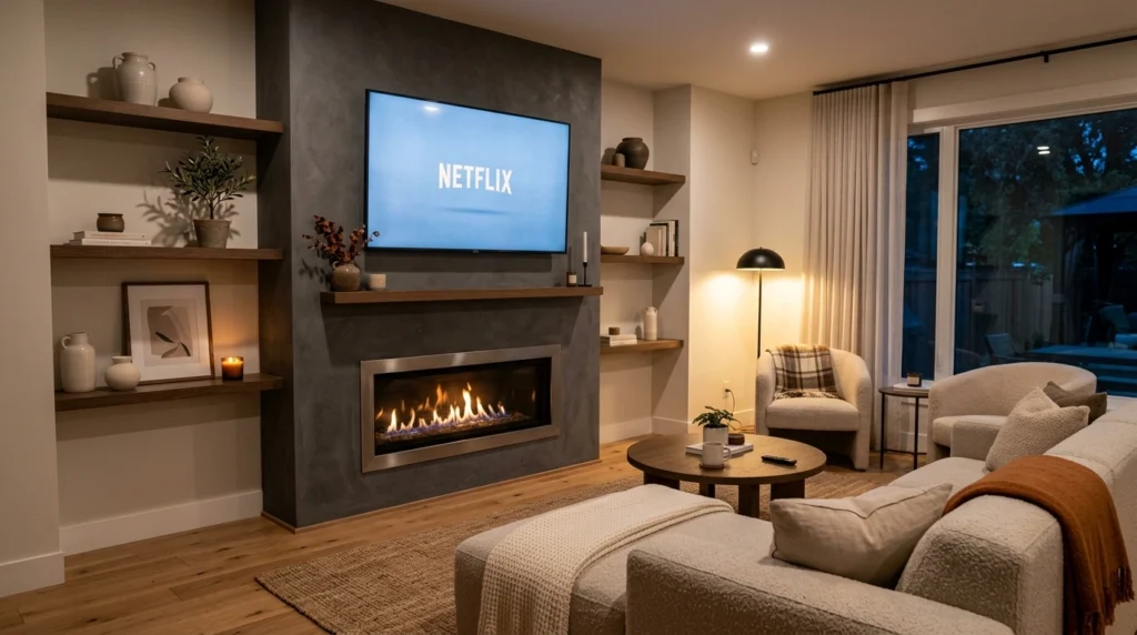 Fireplace with Floating TV Setup