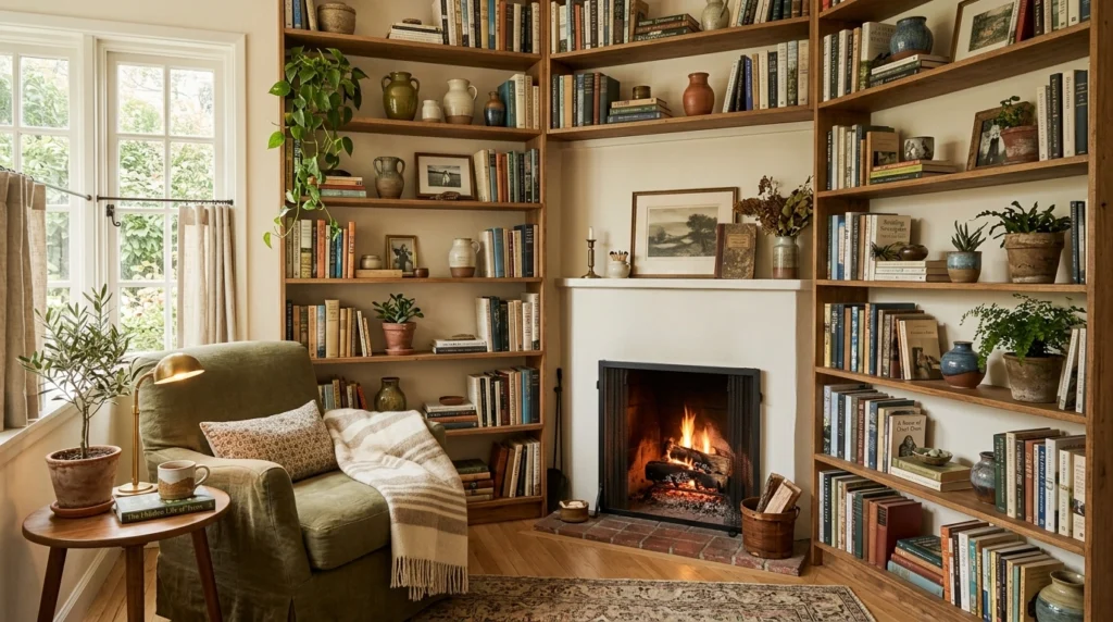 Built-In Corner Shelves for Style and Storage