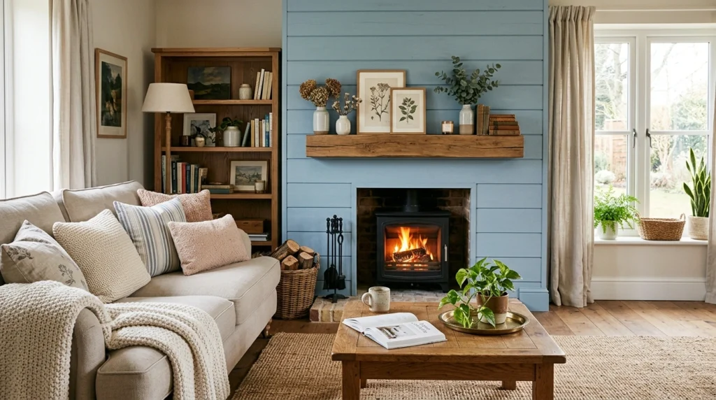 Painted Shiplap in Soft Blue
