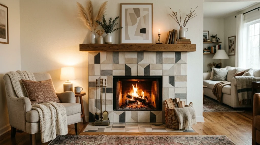 Modern Tile Fireplace Design