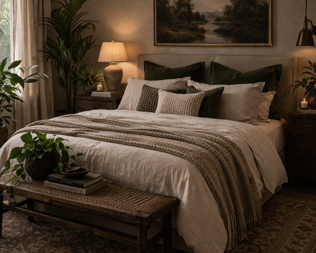 Deep Green Accents for Calm