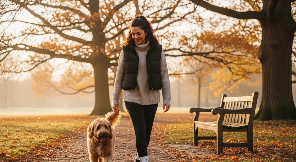 Puffer Vest, Chunky Ribbed Turtleneck, & Leggings