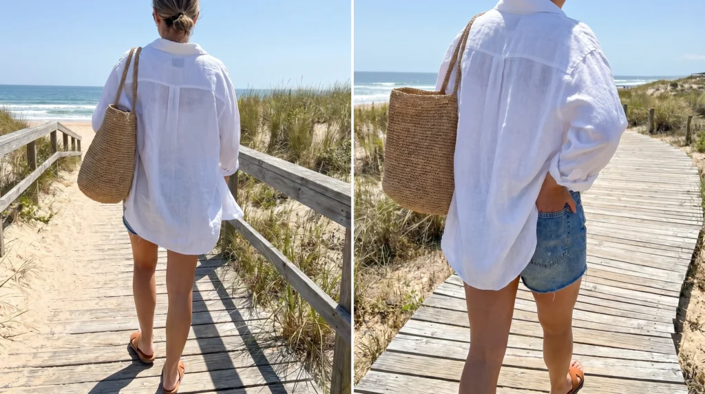 11. The White Button-Down and Denim Shorts