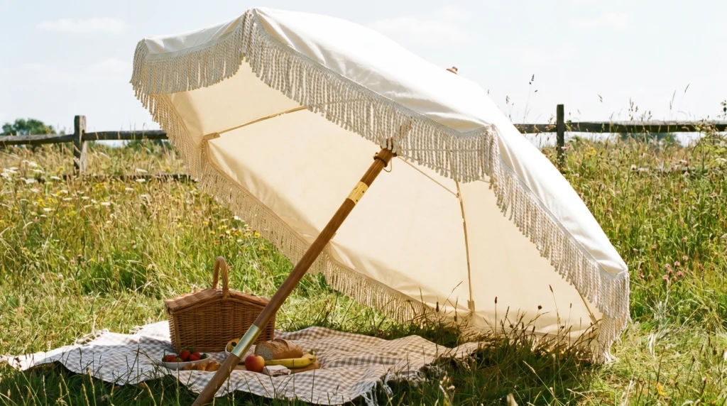 11. Fringe Umbrellas for Vintage Shade