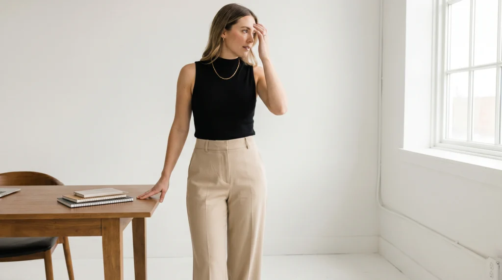 11. Wide-Leg Pants and a Mock Neck Top