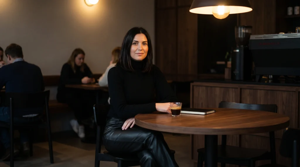 12. Black Turtleneck and Leather Trousers