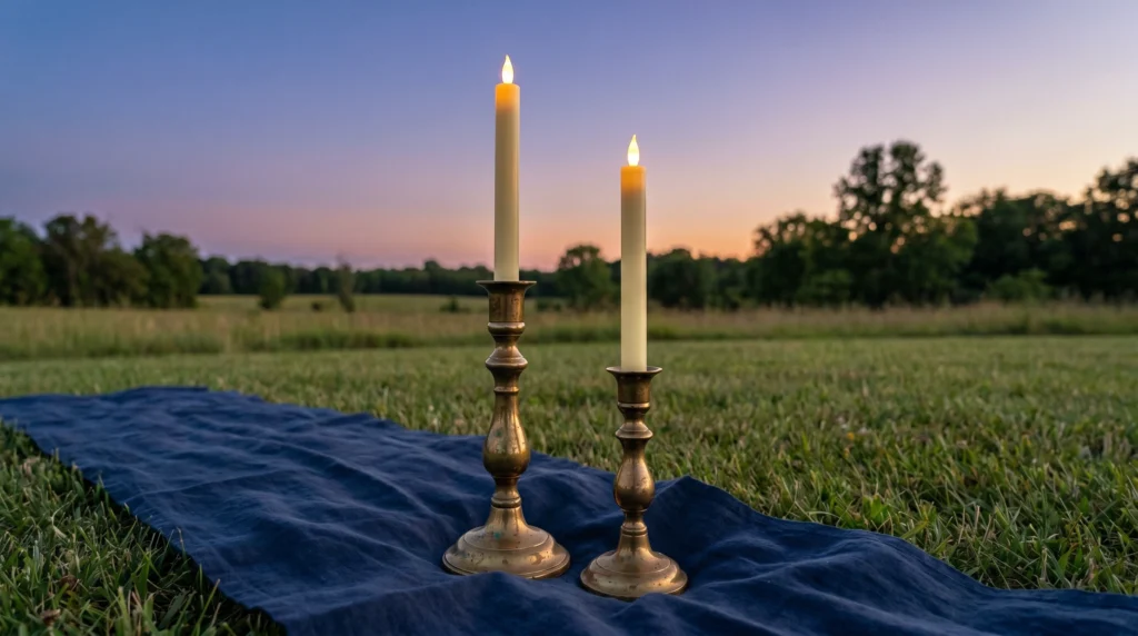 13. Brass Candlesticks for Sundown Picnics