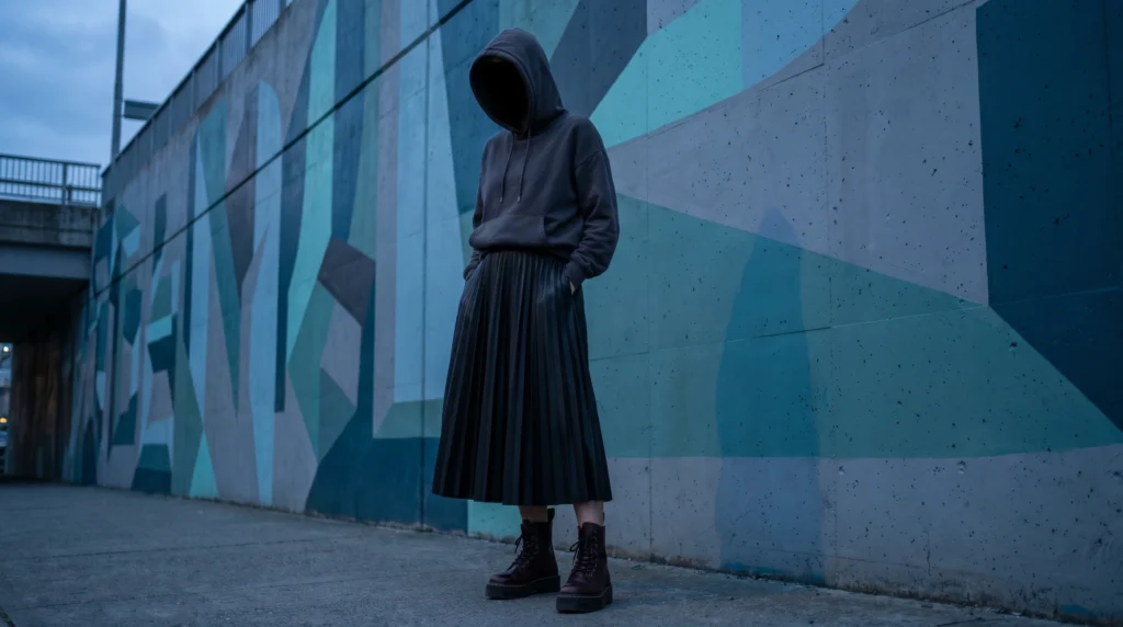 14. Tucked-In Hoodie with a Structured Skirt