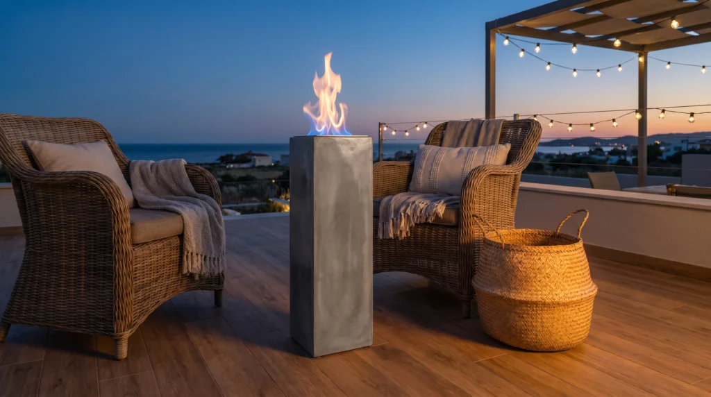 14. Add Warmth with a Propane Fire Column