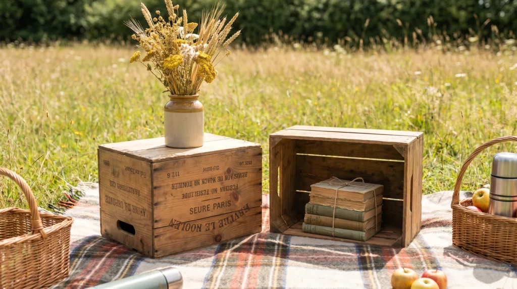 15. Repurposed Wine Crates for Height