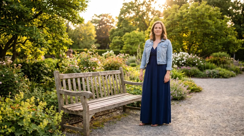 18. Denim Jacket over a Maxi Dress