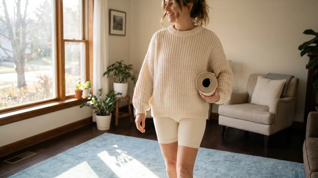 19. The Oversized Sweater and Biker Shorts