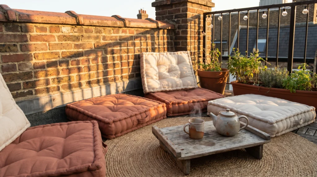 1. Oversized Floor Cushions for a Low-Profile Lounge