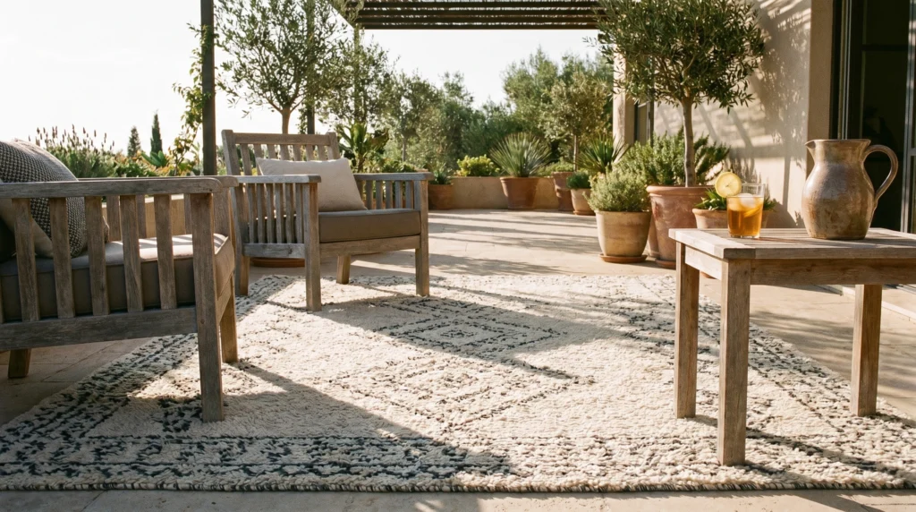 1. Ground the Space with Large-Scale Outdoor Rugs