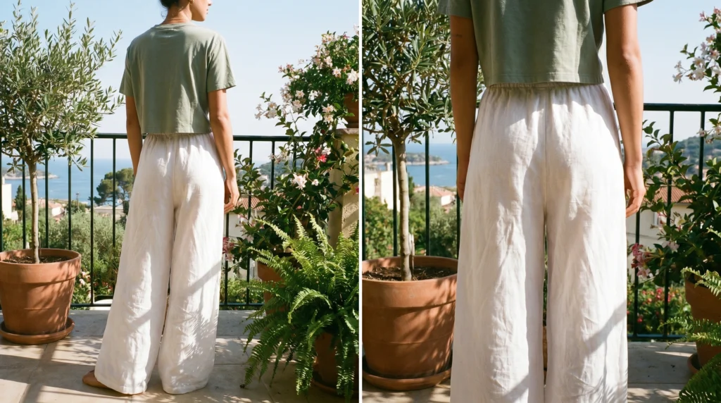 20. Wide-Leg Linen Pants and a Cropped Tee