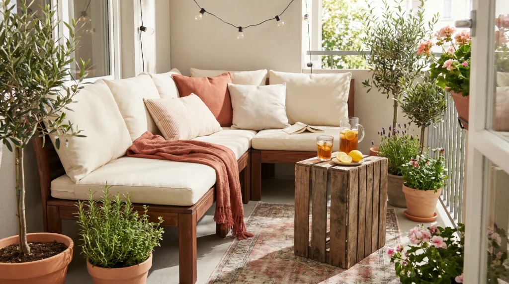 2. Corner L-Shaped Bench with Hidden Storage