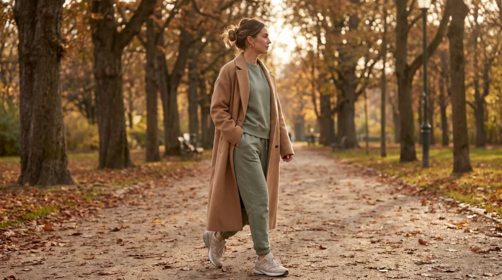2. The Monochromatic Sweatsuit with a Long Coat