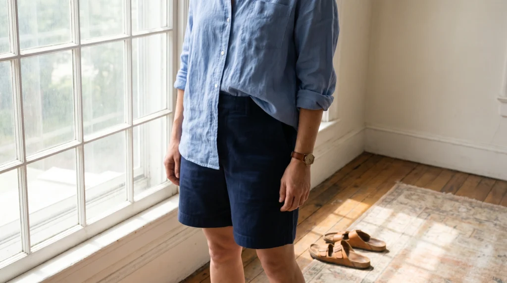 2. Oversized Button-Down with Tailored Shorts