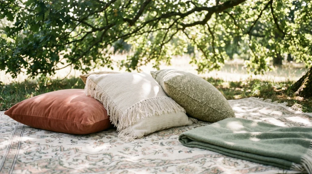 3. Floor Poufs and Oversized Tossing Pillows