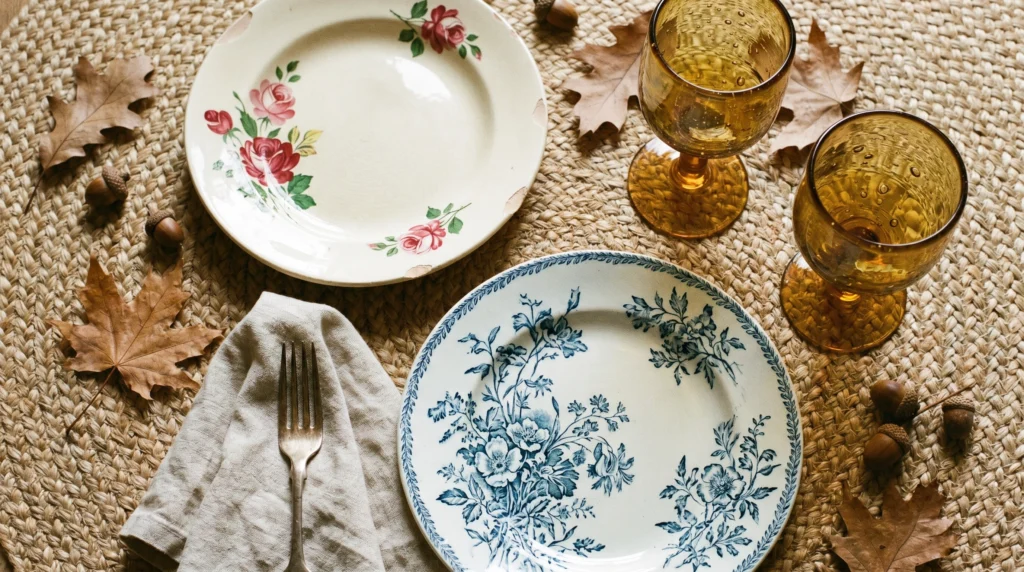 Vintage Glassware and Real Ceramic Plates
