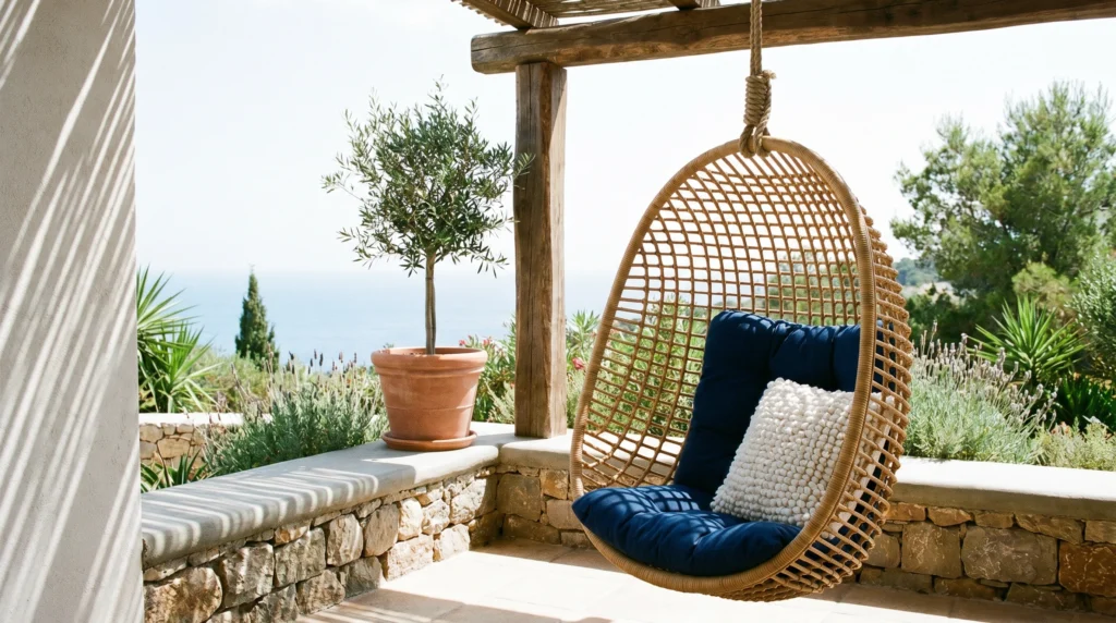 4. Hanging Egg Chairs for a Floating Feel