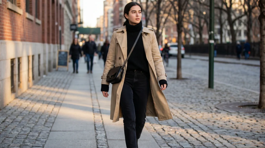 5. The Trench Coat Over an All-Black Base