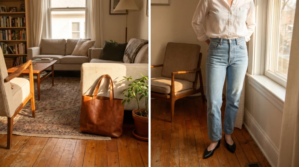 6. Straight-Leg Denim and Pointed-Toe Flats