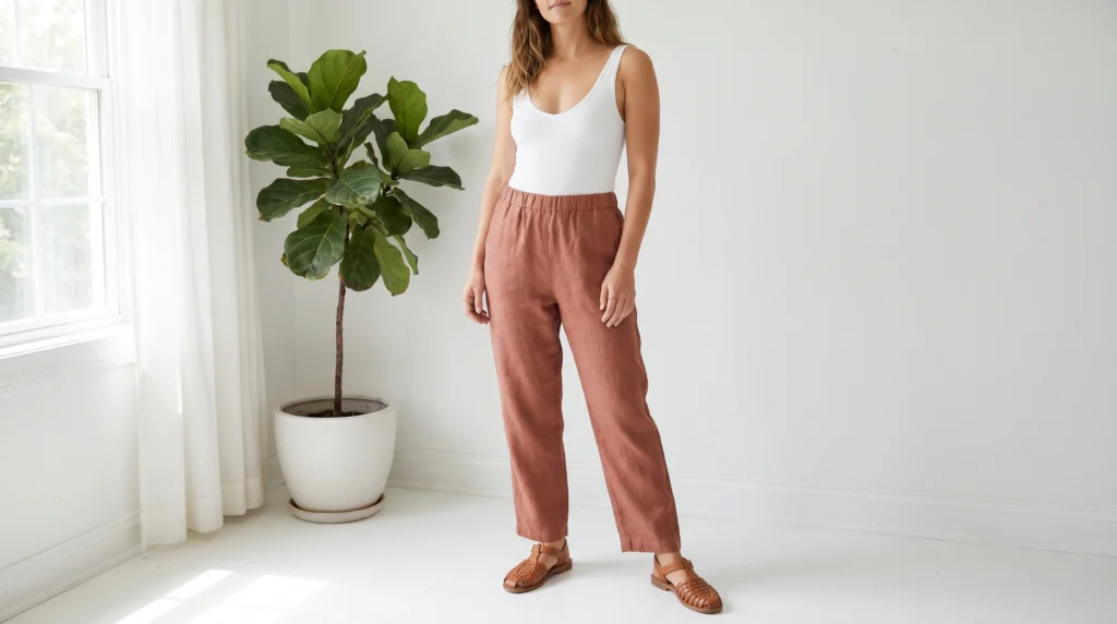 8. Linen Trousers and a Fitted Bodysuit
