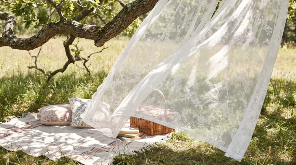 A Lace or Sheer Fabric Canopy
